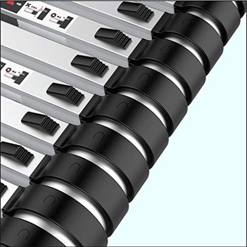 Telescopic Ladder 30 FT - Collapsible Aluminum with One-Button Retraction and Spring Loaded Locking Mechanism for Cleaning and Construction