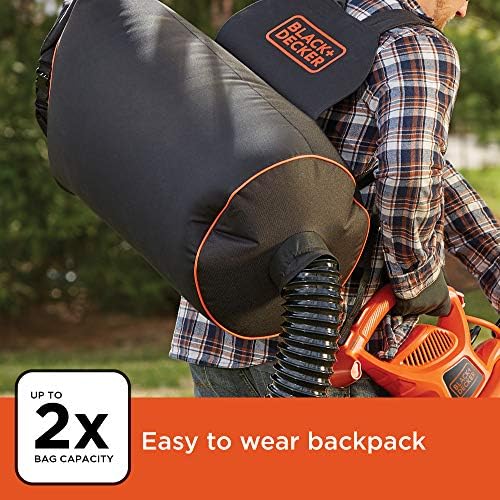 BLACK+DECKER Leaf Blower Vacuum Back Pack and Mulcher, Power Boost up to 250 MPH, 400 CFM, Corded (BEBL7000-CA) - 3