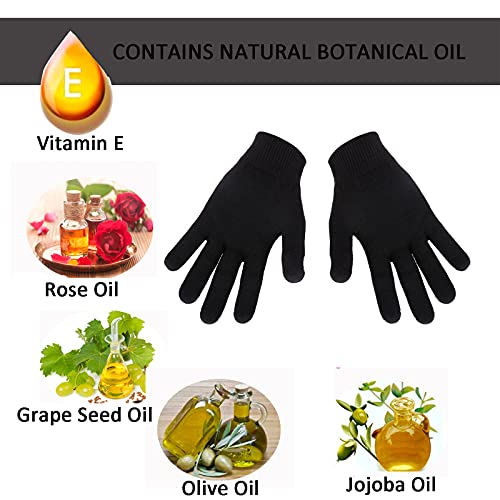 Exper Men's Large Moisturizing Gloves With Gel Lining - Dry Hands Treatment Hydrating Cracked Hand Healing Gloves - Repair Rough, Chapped Skin Overnight (Black) #TOP2