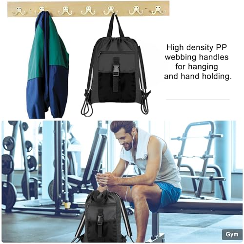 BeeGreen Mochila esportiva com cordão para academia com compartimento para sapatos e duas garrafas d