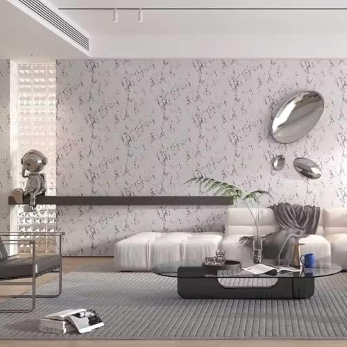 Papel de Parede Mármore Adesivo, 5m x 45cm, Branco e Cinza (1)