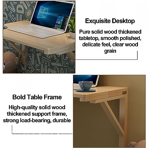 Table murale pliante pour buanderie et petite étagère en bois