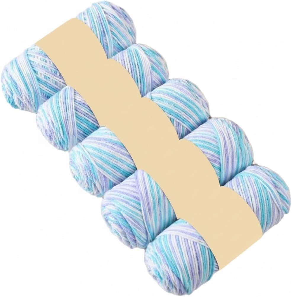 5 Rolls 100g 5-Ply Space Dyed Acrylic Blend Yarn for Crocheting Craft Cord 150m(01)