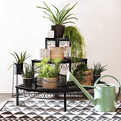 FOYUEE Corner Plant Stand Outdoor Metal 3 Tier Stands for Multiple Plants Ladder Potted Indoor Shelf Holder Rack - Thumbnail 5
