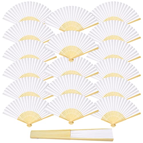 ZOOI 18 Pack Fächer Hochzeit, Handfächer Hochzeit Deko Fächer Weiß Faltfächer Gastgeschenk Fecher Sommer Hochzeit, Hochzeitsdeko Hand Fan Asiatische Deko für Geburttag Party Wedding, Wand Dekoration