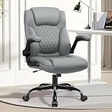 BestEra Leather Office Chair, Ergonomic PU Desk Chair with Wheels and Adjustable Armrests for Home Office & Game