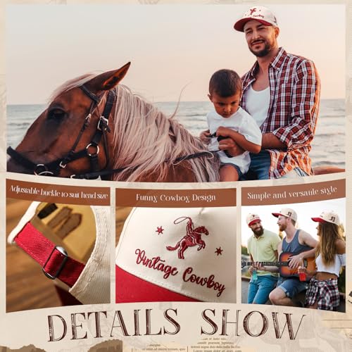 Image of JaGely Two Tone Western Cowboy /Cowgirl Trucker Hat for Women Men Gift Vintage Embroidered Country Baseball Cap