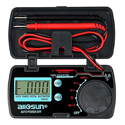 allsun Mini Auto Range Folding Digital Multimeter Automotive Tester AC DC Volt AMP Ohm LCD Travel Voltmeter Ammeter Continuity Tester Auto Power Off EM3082