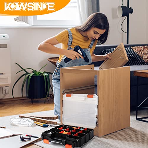 Kowsinde Double Side Tool Organizer, Hardware Storage Box, 34-Compartments Small Parts Organizer With Removable Dividers For Screws, Nuts, Nails, Bolts #TOP5