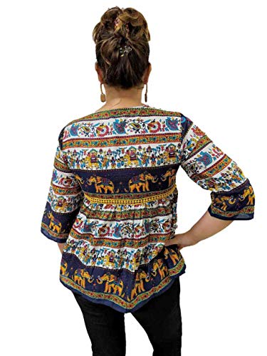 Bata Manga Curta Indiana Algodão Estampada 2515