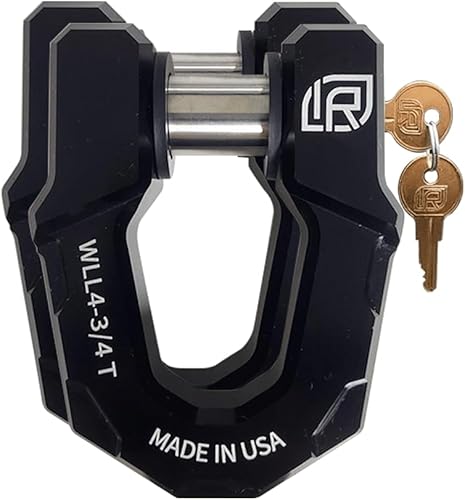 71514 - Paquete de 2 grilletes Redeemer con anillo en D, aluminio anodizado negro, resistente para uso con correa de remolque para recuperación de