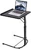 GBS Folding Laptop Table, Foldable & Adjustable Height with Tilt Angle, Multi-Functional Folding TV Tray, Standing Desk Side Table Black