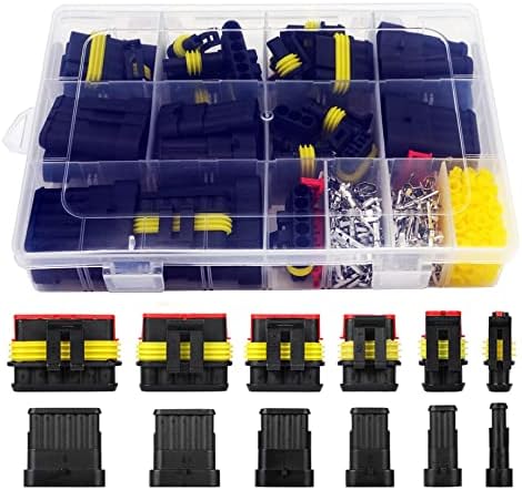 372Pcs Waterproof Automotive Electrical Connectors Quick Connect and Disconnect Wire Connector Terminals 1/2/3/4/5/6 Pin Connectors Kit (18 Sets)