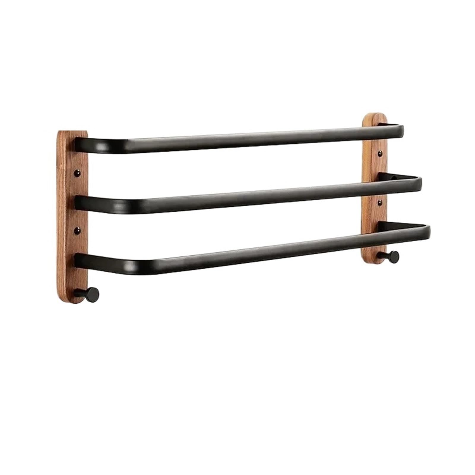 Three Rods Walnut Solid Wood Aluminum Towel Rack