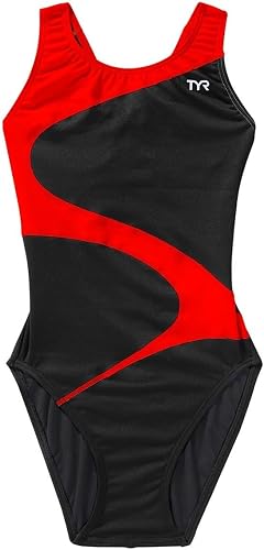 TYR - Girls' Vanguard Splice Durafast Elite Maxfit One Piece Swimsuit, Black/Red