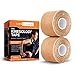 Care Science Waterproof Kinesiology Tape, Precut Water Resistant Strips, Elastic Athletic Tape for Sports & Weightlifting, Supports Muscles & Joints, Muscle Strain Relief, Tan, 2 Rolls, 40 Count