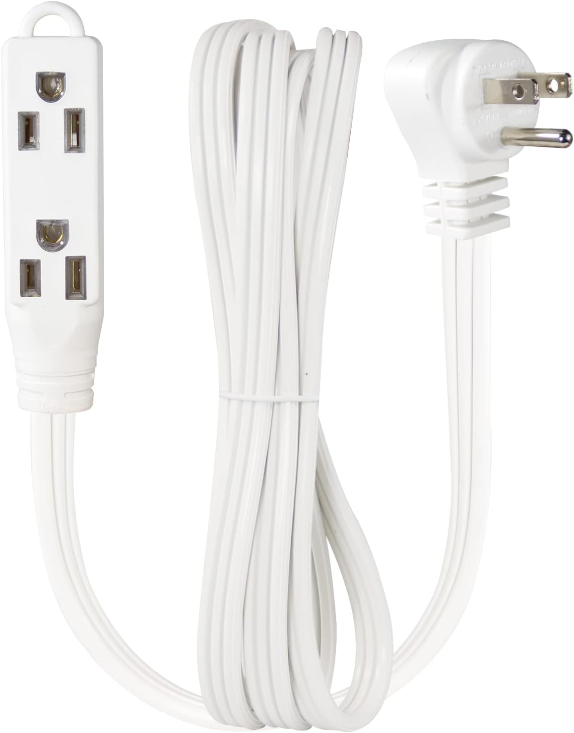 3 Outlet Extension Cord with Flat Plug White 6FT 3 Outlet
