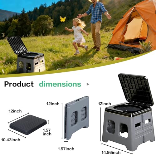 Portable Camping Toilet for Adults - Portable Folding Toilet with Lid,Travel Portable Potty for Adults,Porta Potty Car Toilet,Grey - Image 3