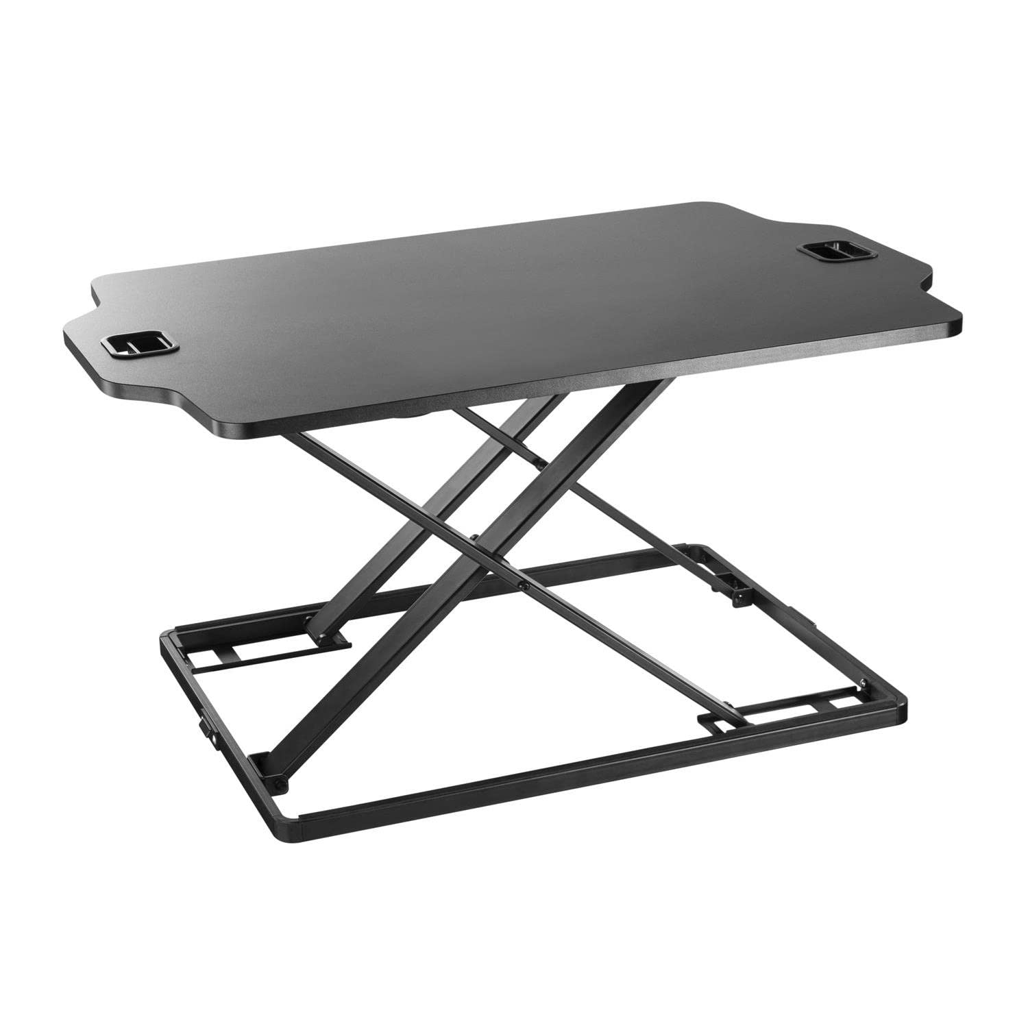 ER-419 Sitz-Steh-Schreibtisch Höhenverstellbarer Schreibtischaufsatz mit Gasfeder Schreibtisch Konverter für Monitor Laptop bis max. 10kg (Schwarz)