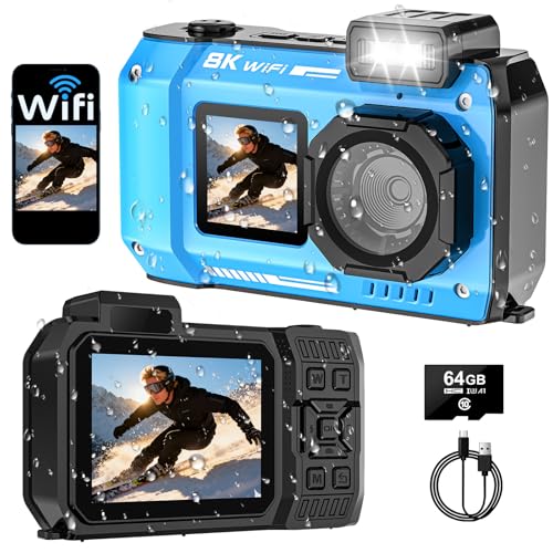SPUNALP UHD 8K Underwater Camera, 70MP 33FT WiFi Waterproof Digital