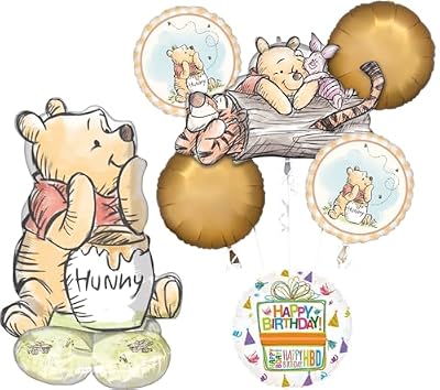 Anagram Classic Pooh - Suministros para fiesta de cumpleaños, 7 piezas, decoración de ramo de globos con Airloonz | Ya disponible en tu tienda friki favorita! En mundofriki.es!