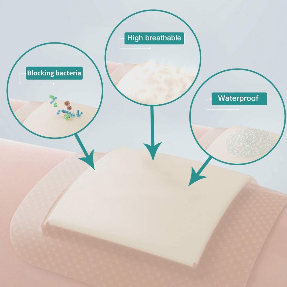Sacrum Silicone Foam Dressing with Border Adhesive, Dimora Waterproof 7"x7"(18 cm*18 cm) Sacral Dressing Pad for Wound Care, 5 dressings/Box : Health & Household