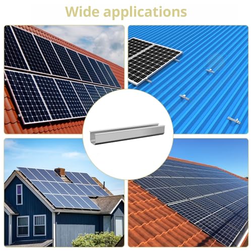Anbte 6Pcs 7.87in Solar Panel Mounting Rail, Aluminum Solar Panel Mounting Brackets Include M5.5*30mm Screws + Rubber Pads, Solar Panel Brackets Kit for Metal Roof, Tin Roof, Flat Roof, Sheet Roof
