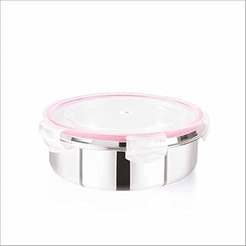 Stainless Steel Food Storage Container Lunch Tiffin Box with Plastic Transparent Leak Proof Click and Seal Lock Air Tight Lids Best for Daily use Kitchen Breakfast Home Office Cereal (700ML)