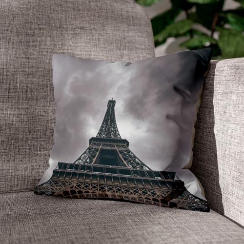 Coussin en velours blanc Paris Tour Eiffel deco salon chic - 4