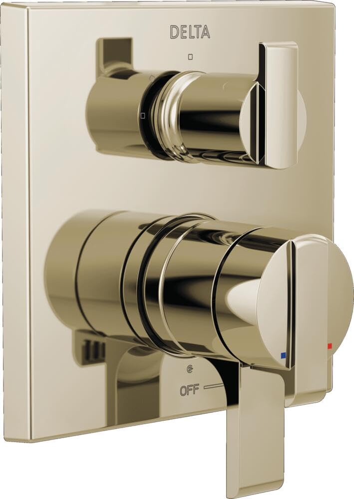 Delta Modern Dual-Function Shower Handle Trim Kit with 3-Way Integrated Diverter, Polished Nickel Shower System Valve with Diverter, Polished Nickel T27867-PN (Valve Not Included)