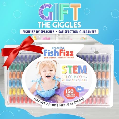 SplashEZ STEM Bath Color Tablets for Kids 150 Count - Fizzy Bath Bombs for Kids and Toddlers, Non Toxic, Fragrance Free, No Tub Staining, Easy Clean, Toys for Kids Ages 3+ — view 8
