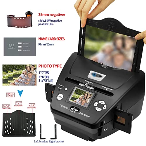 35mm Pellicola Scanner, Convertitore Digitale standalone per Negatives & Slides, 135 Formato a JPEG, Nessun PC Necessario, Schermo LCD, Supporto per Scheda SD, Nero