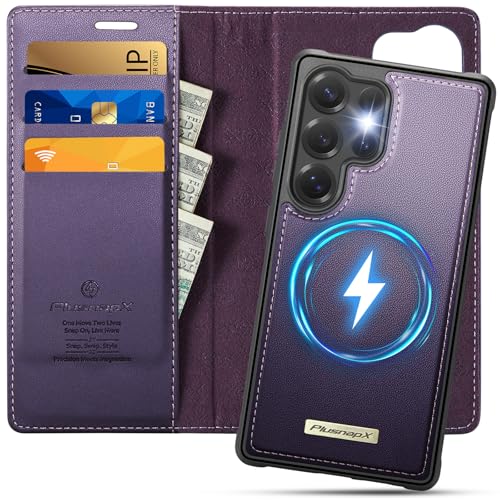 Étui Samsung S25 Ultra MagSafe coque détachable en cuir avec blocage RFID