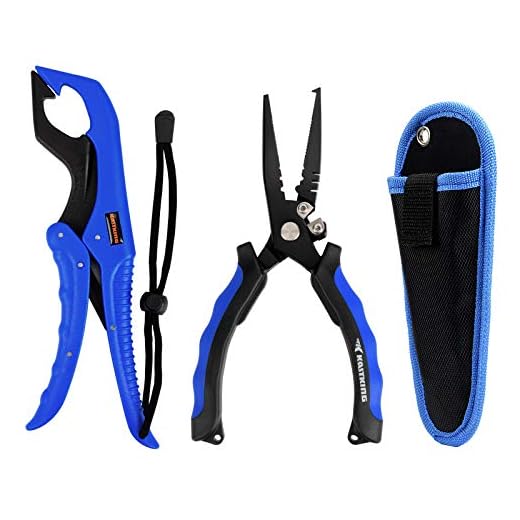 KastKing Intimidator Fishing Pliers,Floating Fish Lip Gripper,Teflon Coated Steel Pliers, Muti-Function Fishing Pliers Hook Remover Split Ring,Fly Fishing Tools Set,Fishing Gear,Fishing Gifts for Men