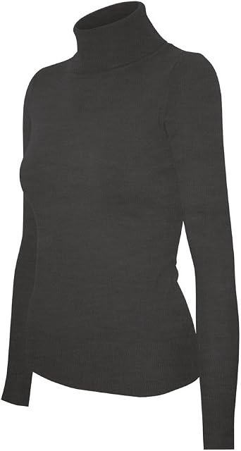 Cielo Womens Solid Basic Stretch Turtleneck Pullover Knit Sweater