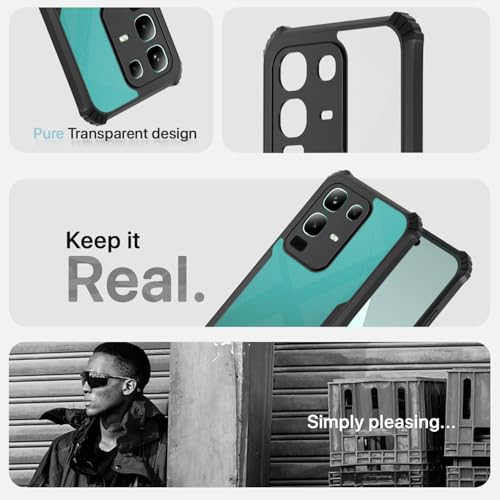 Image of Pikkme Back Cover for Infinix Note 50x 5G | Ultra Hybrid Shockproof Case | Full Camera Protection | Raised Edges | Clear Transparent Bumper Case (Black)