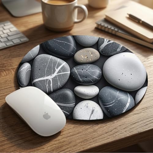 Image of TrendzyKart Premium Non-Slip Mouse Pad for Office, Home & Gaming | Smooth Surface for Optical & Laser Mice | Durable Anti-Skid Rubber Base | Precision Tracking | Round Stone Pattern Design