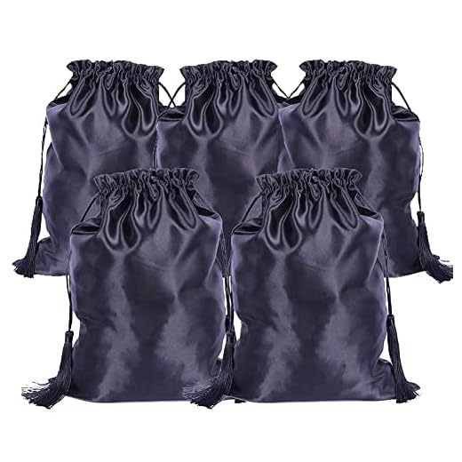 Ali Pearl Silk Satin Wig Bags, Hair Storage Bags for Packaging Wigs, Bundles, Hair Extensions, Travel, Large Satin Bags with Drawstring Pouches Gift Bags with Tassel (50PCS Black Bags)