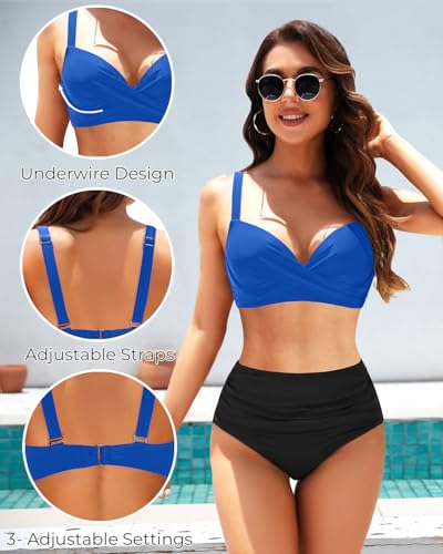 Image of Aqua Eve Women Underwire Bikini Top - Push Up Swimsuit Top Bra Padded Bathing Suit 2026 Twist Front Swimwear