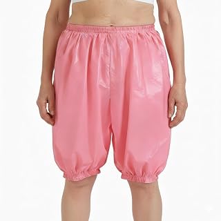 3-Pack Extra Long Adult Plastic Briefs with Elastic Leg Cuffs - Waterproof PE Diaper Covers for Side-Leak Protection, Reusable Protective Underwear for Elderly & Menstrual Care (Pink,X-Small)