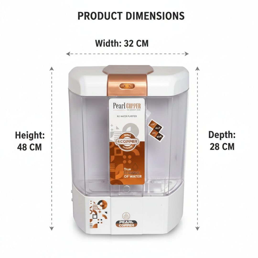 AQUA PEARL COPPER RO Water Purifier 4-in-1 with 9 Stage Purification System RO, UV, UF, TDS Controller BIS Approved 12 L Home Kitchen Use Home Kitchen