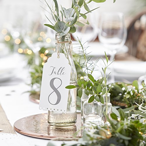 Ginger Ray Wooden Freestanding Table Numbers 1-12 For A Wedding Or Party Event Beautiful Botanics, Beige