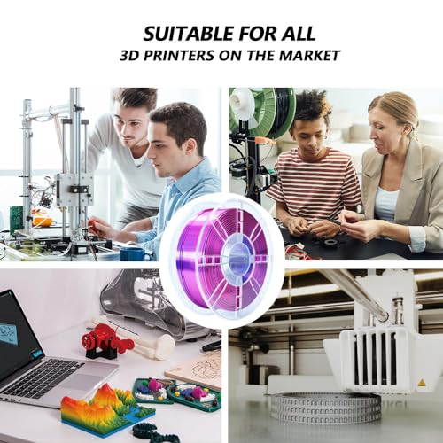 Image of iBOSS Silk PLA Plus Filament 1.75mm+ /-0.02mm, Silk Dual Color Blue Red 3D Printer Filament, Shiny Coextrusion PLA+ Filament, Color Change Filament 3D Printing Filament 1kg /2.2lb, Silk Red Blue