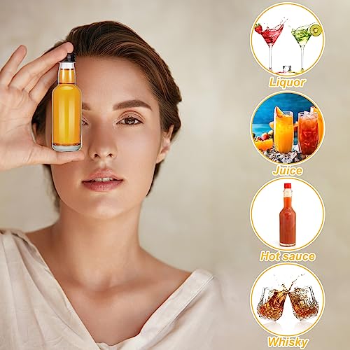 Didaey 24 Pcs Mini Glass Liquor Bottles with Lids Small Glass Wine Bottles Reusable Empty Alcohol Bottles with Aluminum Black Screw Cap for Christmas Birthday Weddings Party Favors (30 ml/ 1oz)