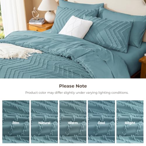 Litanika Super King Comforter Set with Sheets, 7 Pieces Boho Bed Set by Litanika - Used condition - Image 9