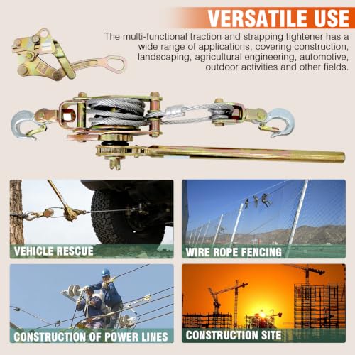 Zipline Tensioning Kit,Come Along Winch, 6610LBS Cable Winch Puller, with Cable Grip Steel Wire Puller 3T and 2 Hooks,Portable Steel Cable Puller for 3/16" to 1/2" Cable,Zipline Cable Tensioner Kit by Dremvoist - Used condition - Image 6