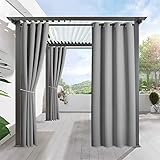 JIwqDY Outdoor Vorhang Wetterfest Verdunkelungsvorhänge Anti-Verblassen Sonnenschutz Sichtschutz Gartenvorhang für Terrasse Balkon Pergola (Color : Gray, Size : 2.7x2m/8.8x6.6ft)
