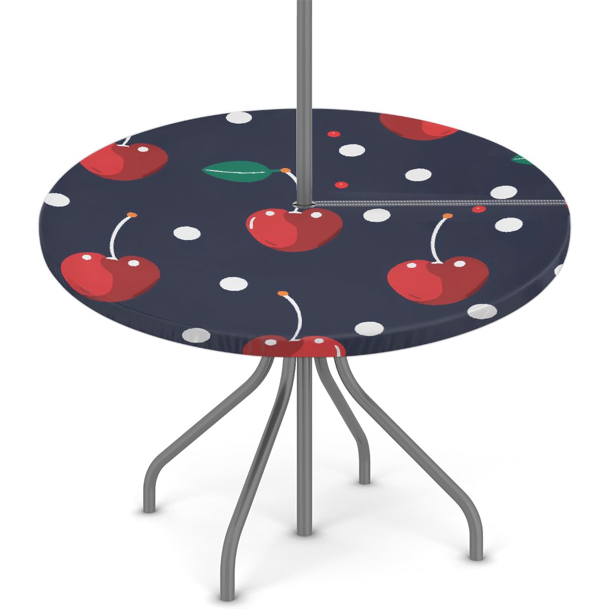 Qucover Tovaglia rotonda con foro per ombrellone, 150 cm, con cerniera, per tavolo da giardino, barbecue, riunioni di famiglia, feste primaverili ed estate