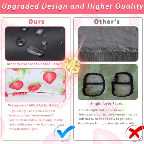 DZWLKJ Guinea Pig Hay Feeder, 2 Pack, 11 x 9 x 1 Inches, Rabbit Hay Feeder Bag, Stainless Steel, 600D Oxford, Watermelon and Strawberry by DZWLKJ - Image 2