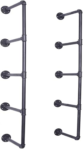 Diwhy Estantería industrial de tubo negro para bricolaje, montaje en pared, estantería abierta, kit de soporte para proyectos de bricolaje (solo 2